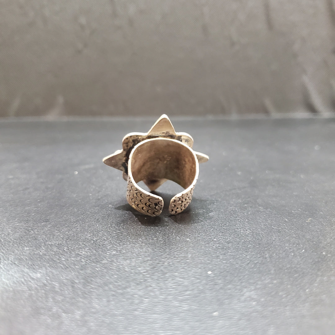 Bague Argent Corail Naturel ciselée