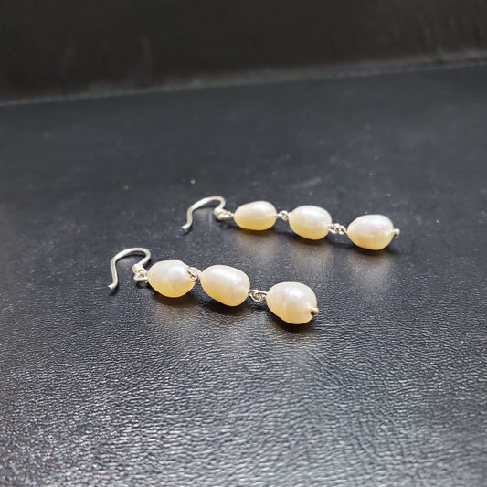 Boucle d'oreilles perle de culture goutte d'eau