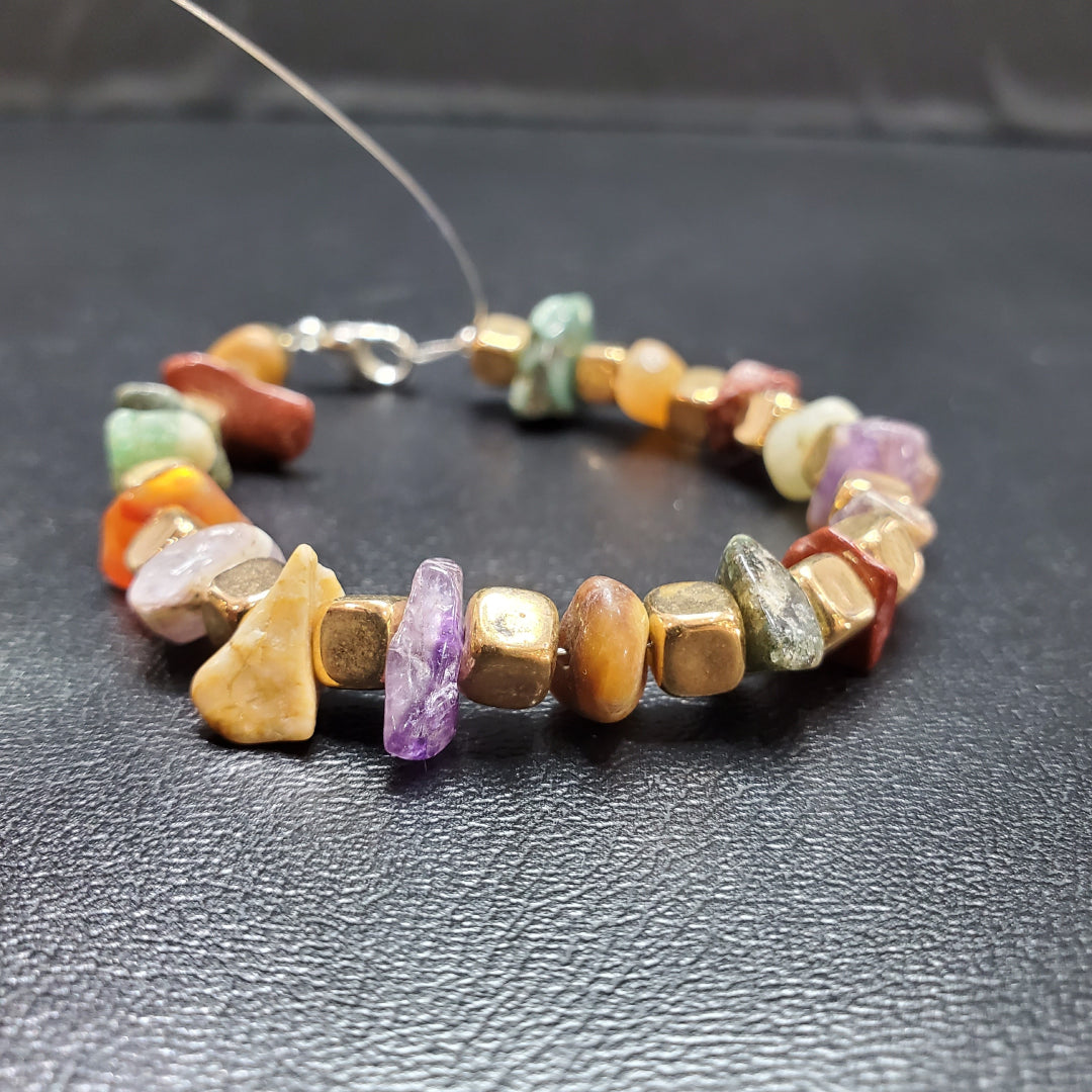 Bracelet En Pierre Narurelle Et  Multicolore