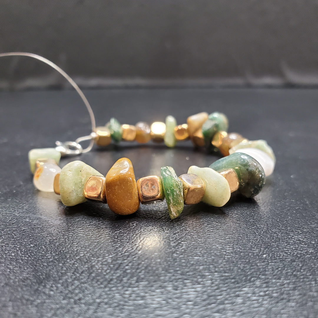 Bracelet En Pierre Narurelle Et  Multicolore