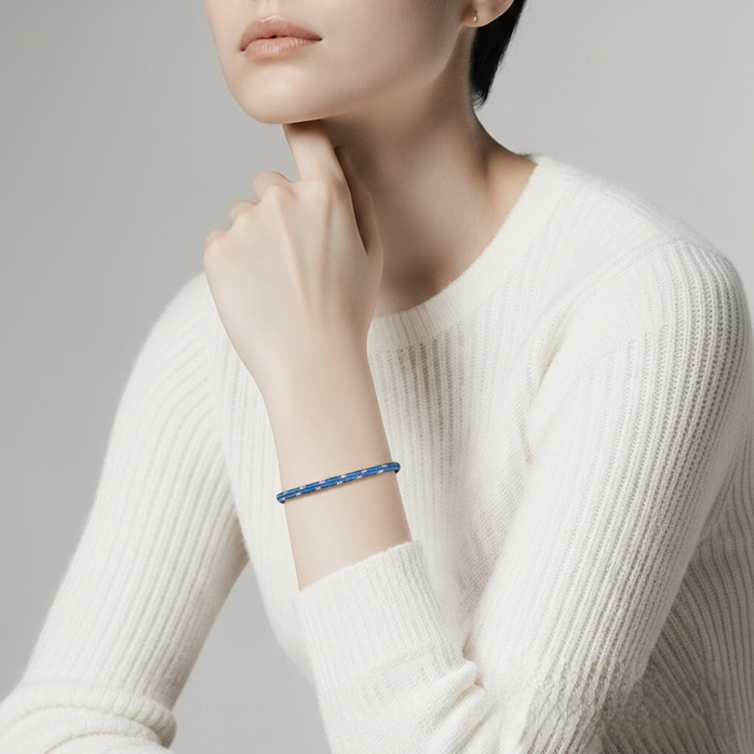 Bracelet en fil paracorde bleu épaisse et Ajustable