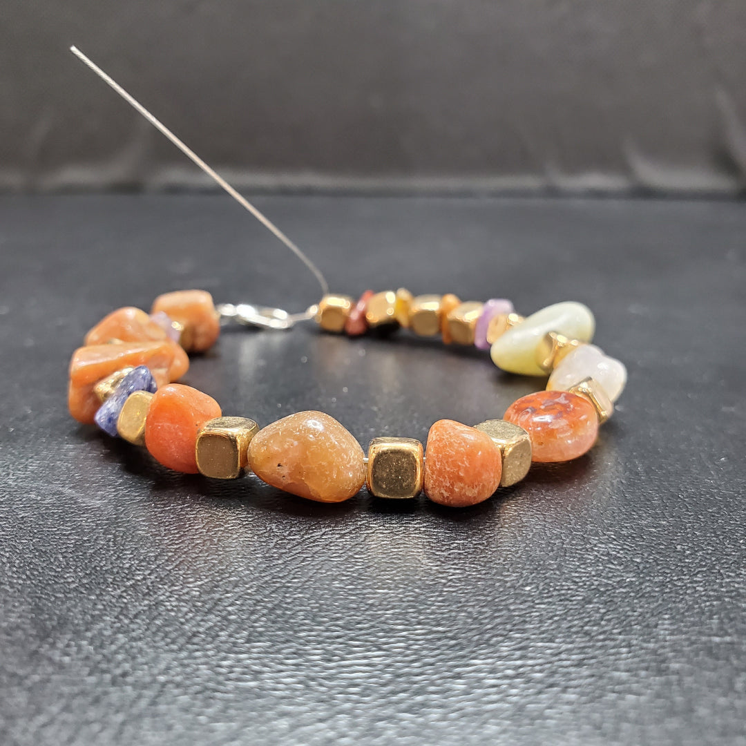 Bracelet En Pierre Narurelle Et  Multicolore
