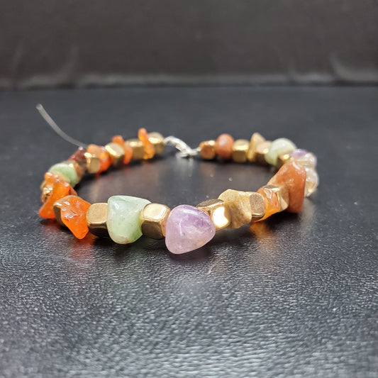 Bracelet En Pierre Narurelle Et  Multicolore