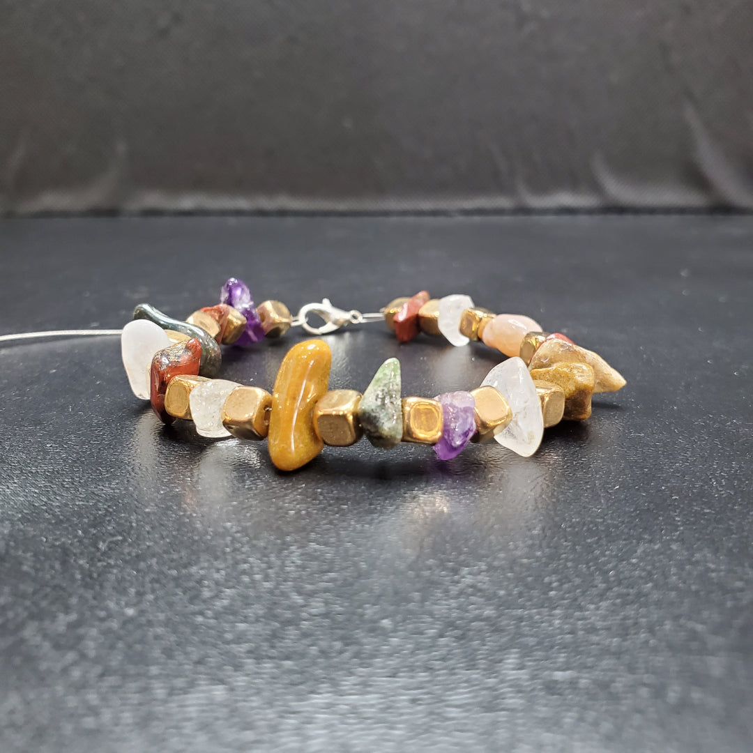 Bracelet En Pierre Narurelle Et  Multicolore