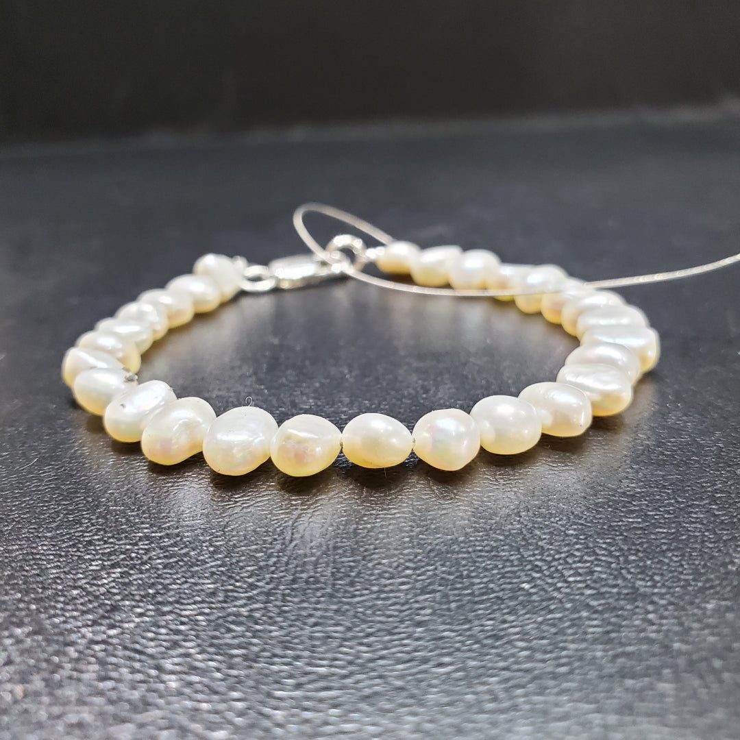 Bracelet Perle De Culture Plat