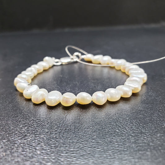 Bracelet Perle De Culture Plat