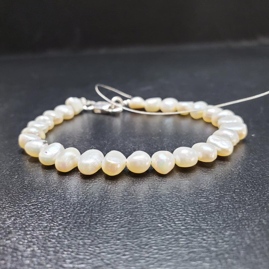 Bracelet Perle De Culture Plat