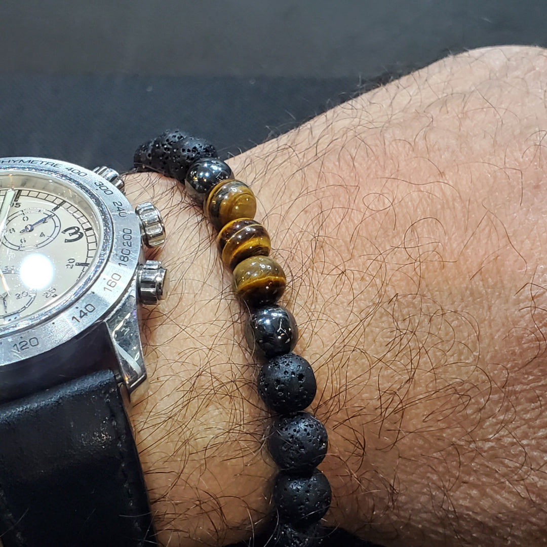 Bracelet de lave et oeil de tigre