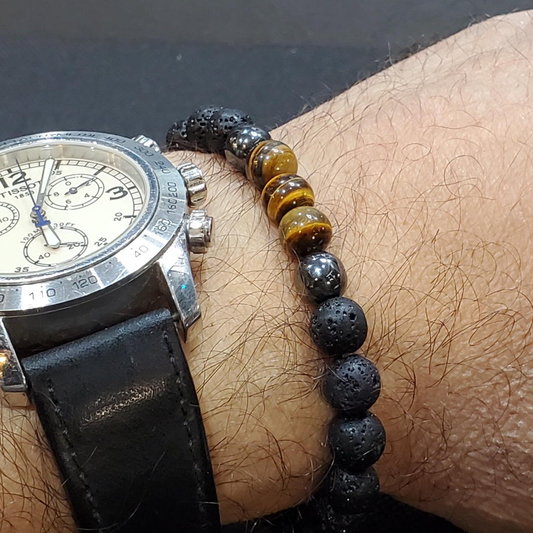 Bracelet de lave et oeil de tigre