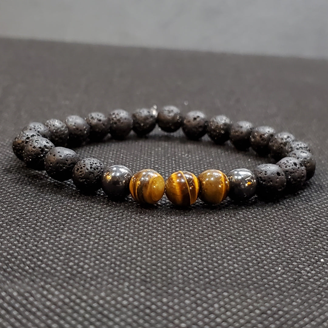 Bracelet de lave et oeil de tigre