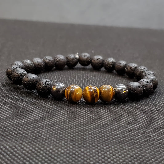Bracelet de lave et oeil de tigre