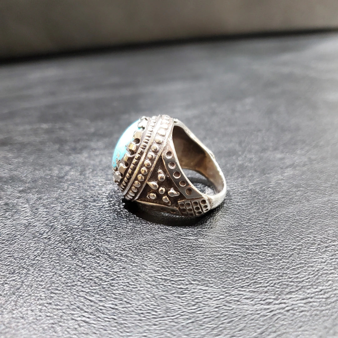 Bague Argent Turquoise Homme