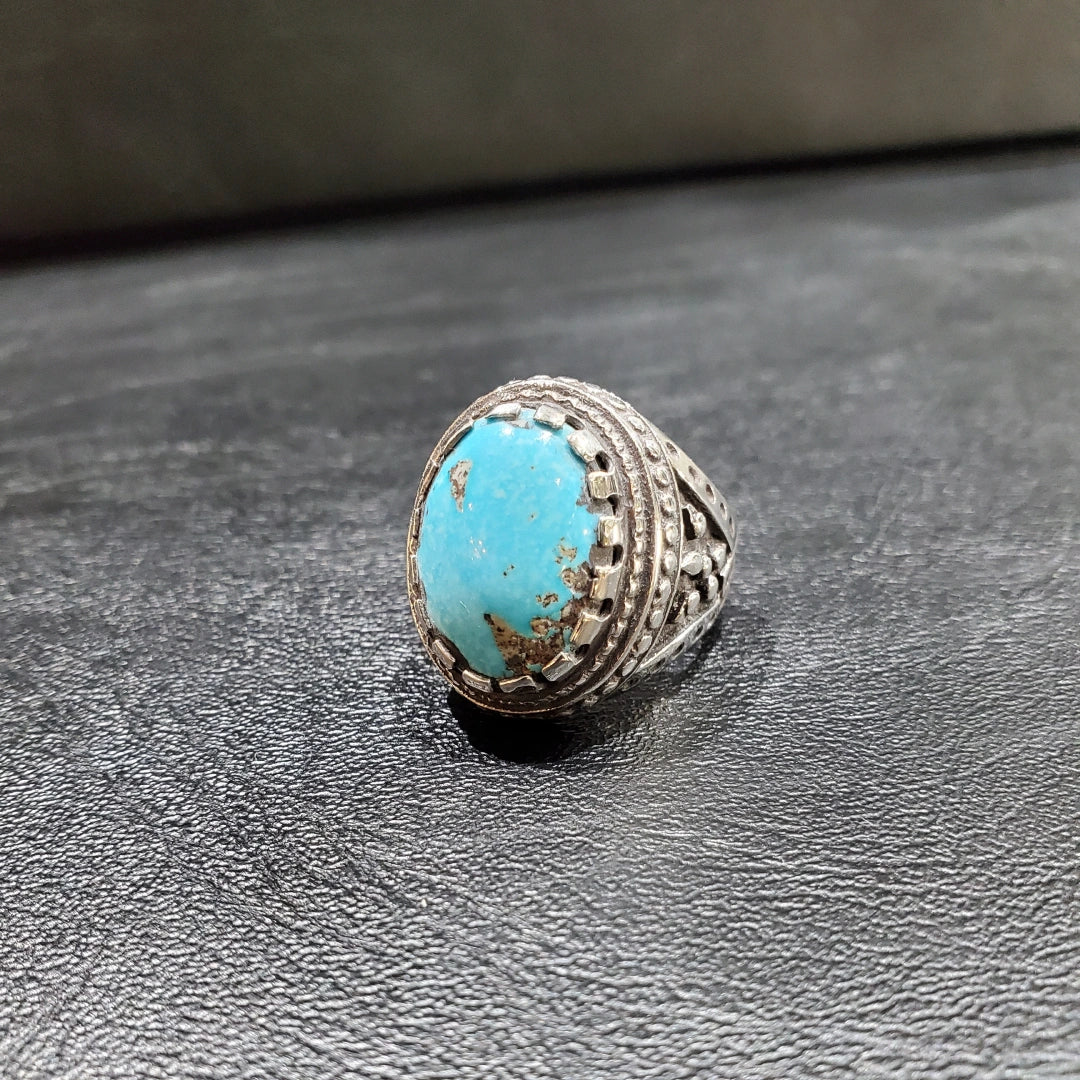 Bague Argent Turquoise Homme
