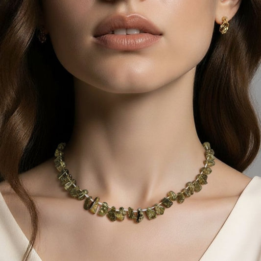 Collier Femme en pierres Grenat Vert Naturelles