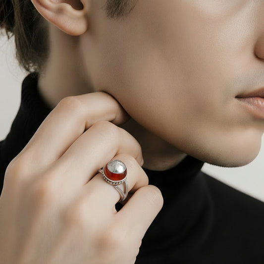 Bague en argent et cornaline Agadez