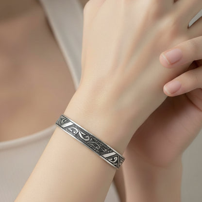 Bracelet Amazigh et Berbère en argent 925 profil feuilles d'arbre