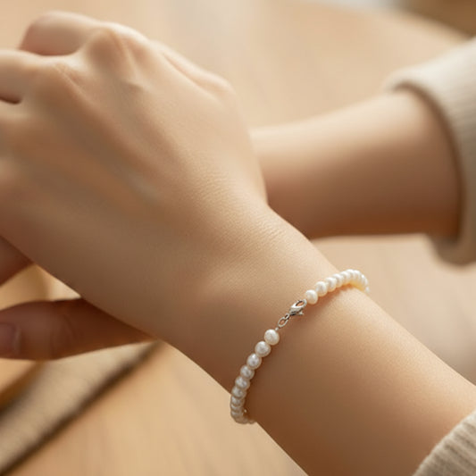 Bracelet en perles de culture blanches naturelles de 3mm