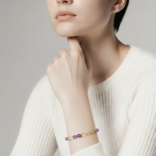 Bracelet En Pierre Quartz Teinté