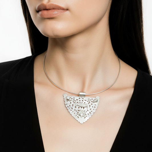 Collier Fibule Motif Grand Argent  925