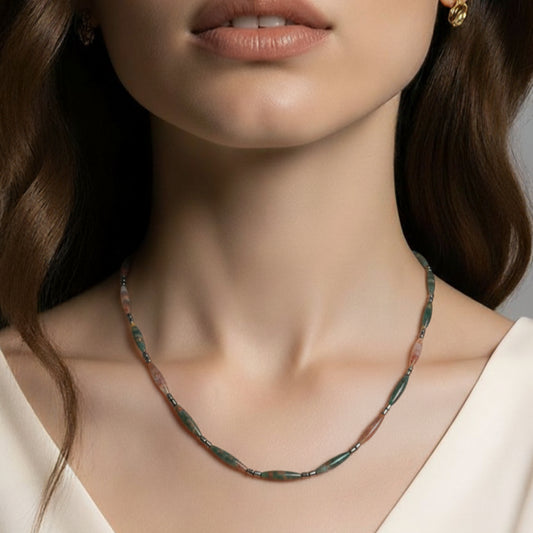 Collier Jaspe sanguin Héliotrope