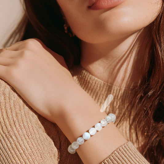 Bracelet  Labradorite blanche bleutée