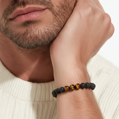 Bracelet de lave et oeil de tigre