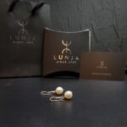 Boucles d’Oreilles en Perles de Culture Blanches Argent 925  Authentiques