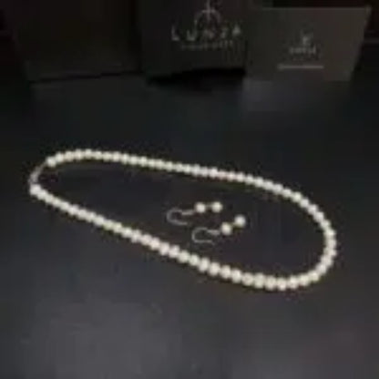 Parure Perles de Culture Blanches  Collier 45 cm et Boucles d’Oreilles en Argent 925  Perles Authentiques