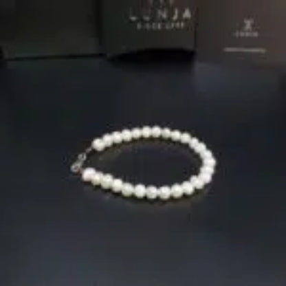 Bracelet en Perles de Culture Blanches de Authentiques et Naturelles de 5mm avec Fermoir en Argent 925