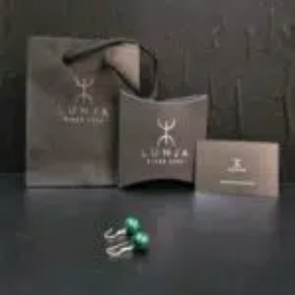 Boucles d’Oreilles en Argent 925 avec Véritable Malachite Naturelle A+