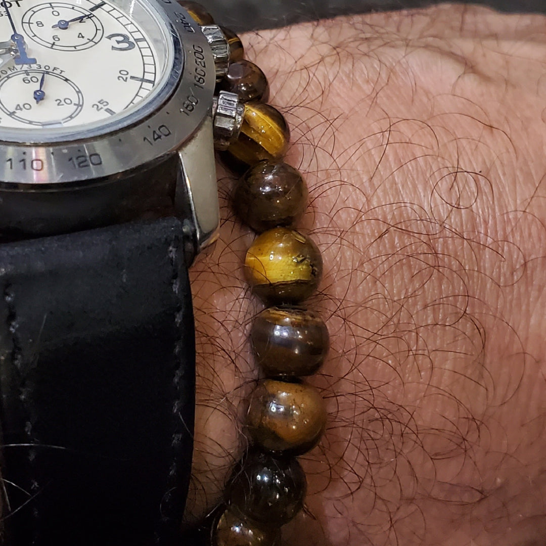 Bracelet en pierre oeil de tigre de magnifique éclat.