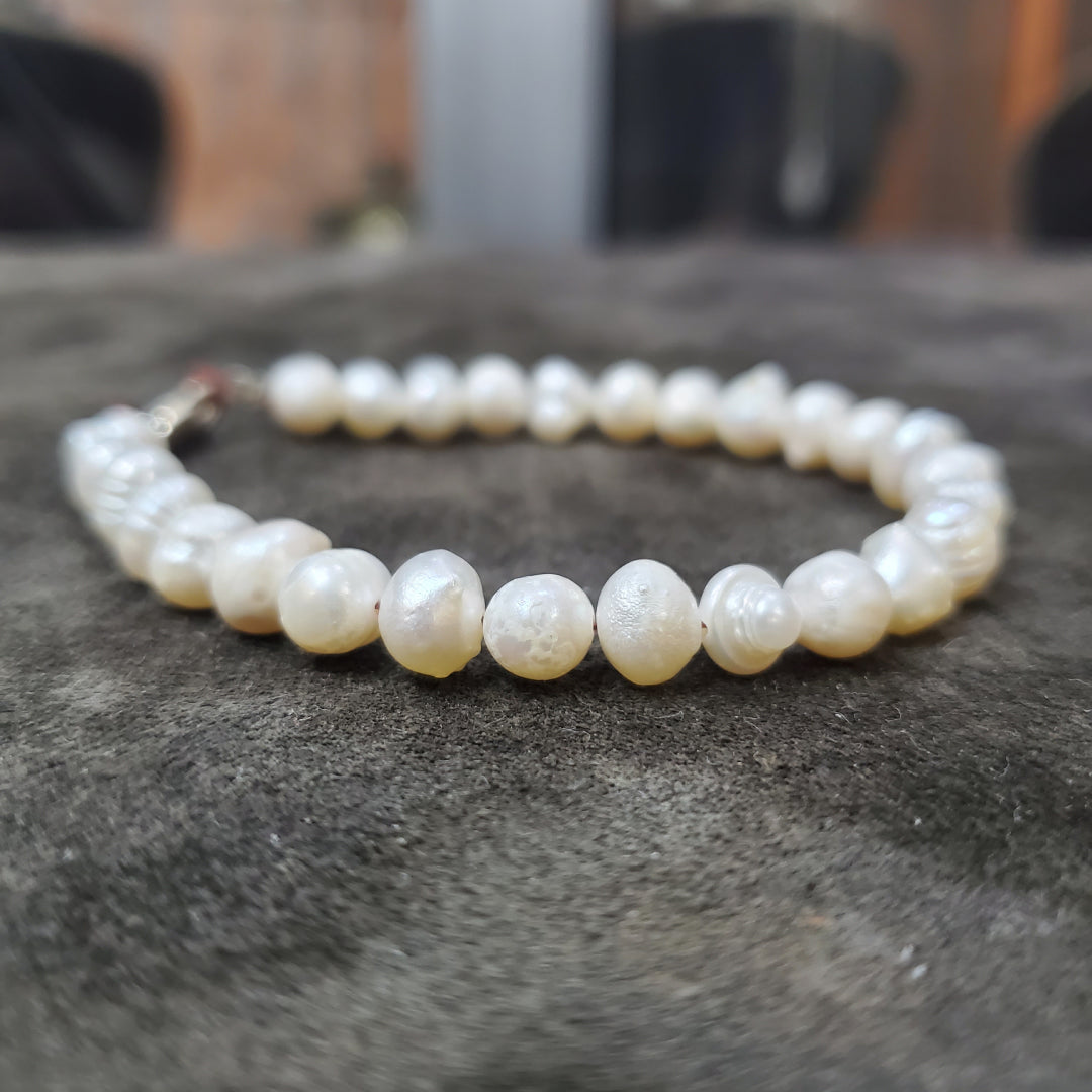 Bracelet en perles de culture blanche naturelles de 5mm