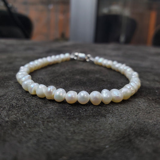 Bracelet en perles de culture blanches naturelles de 3mm