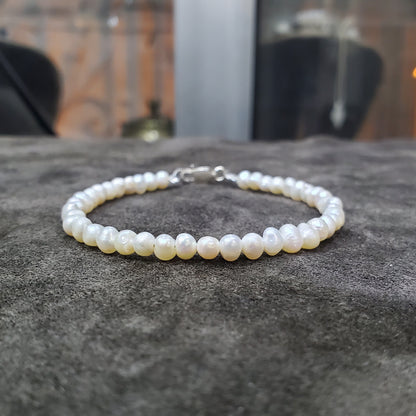 Bracelet en perles de culture blanches naturelles de 3mm