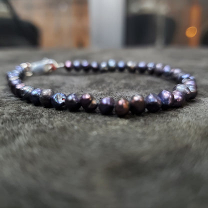 Bracelet en Perles de Culture noir naturelles