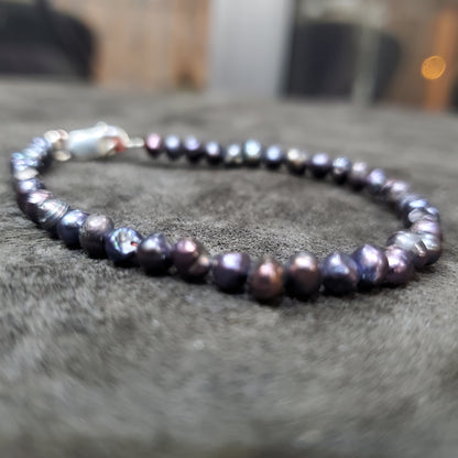 Bracelet en Perles de Culture noir naturelles