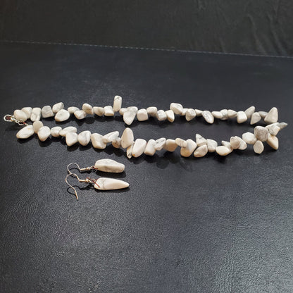 Collier et boucles d’oreilles en pierre Howélite Naturelle avec argent  massif