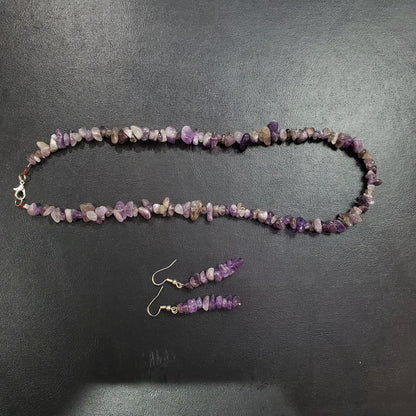 Collier et boucles d’oreilles en pierre naturelle Améthyste et argent massif