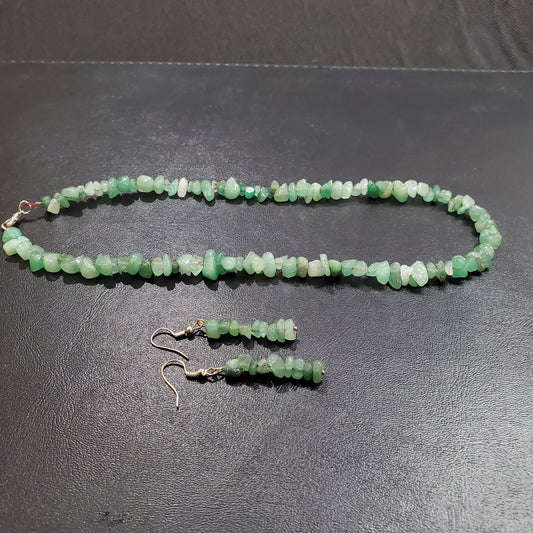 Collier et boucles d’oreilles en pierre naturelle Aventurine Verte avec argent massif