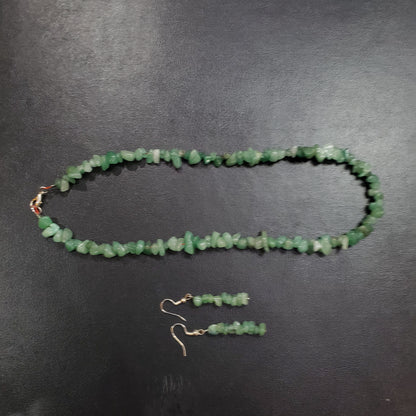 Collier et boucles d’oreilles en pierre naturelle Aventurine Verte avec argent massif