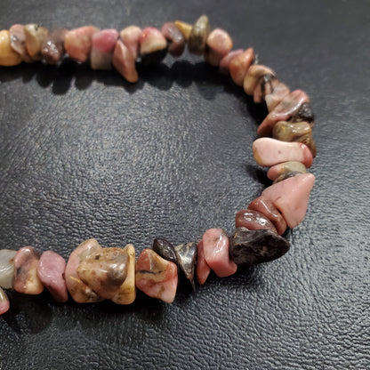 Collier et boucles d’oreilles en pierres naturelles  Rhodonite avec Argent massif