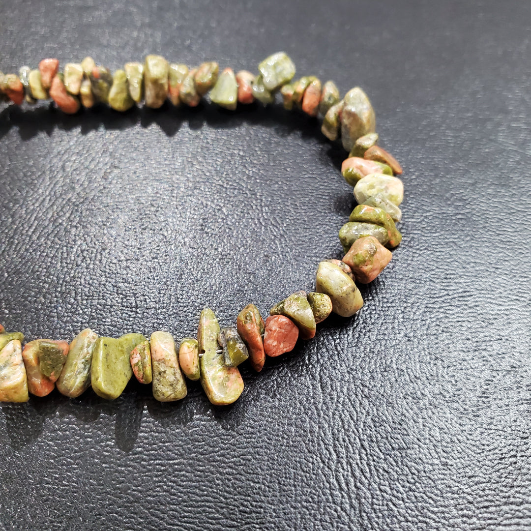 Collier et boucles d’oreilles en pierres naturelles Unakite avec Argent massif