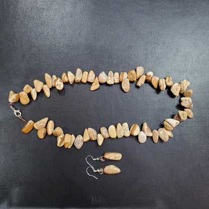 Collier et boucles d’oreilles en pierre naturelle jaspe Paysage avec Argent massif