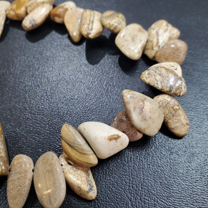 Collier et boucles d’oreilles en pierre naturelle jaspe Paysage avec Argent massif