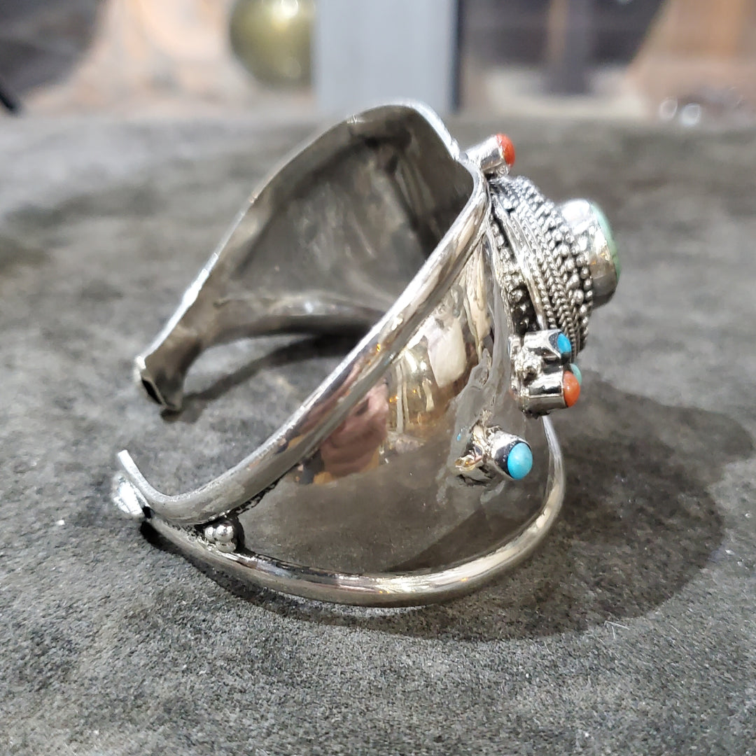 Bracelet jonc en argent 925 avec Turquoise et corail