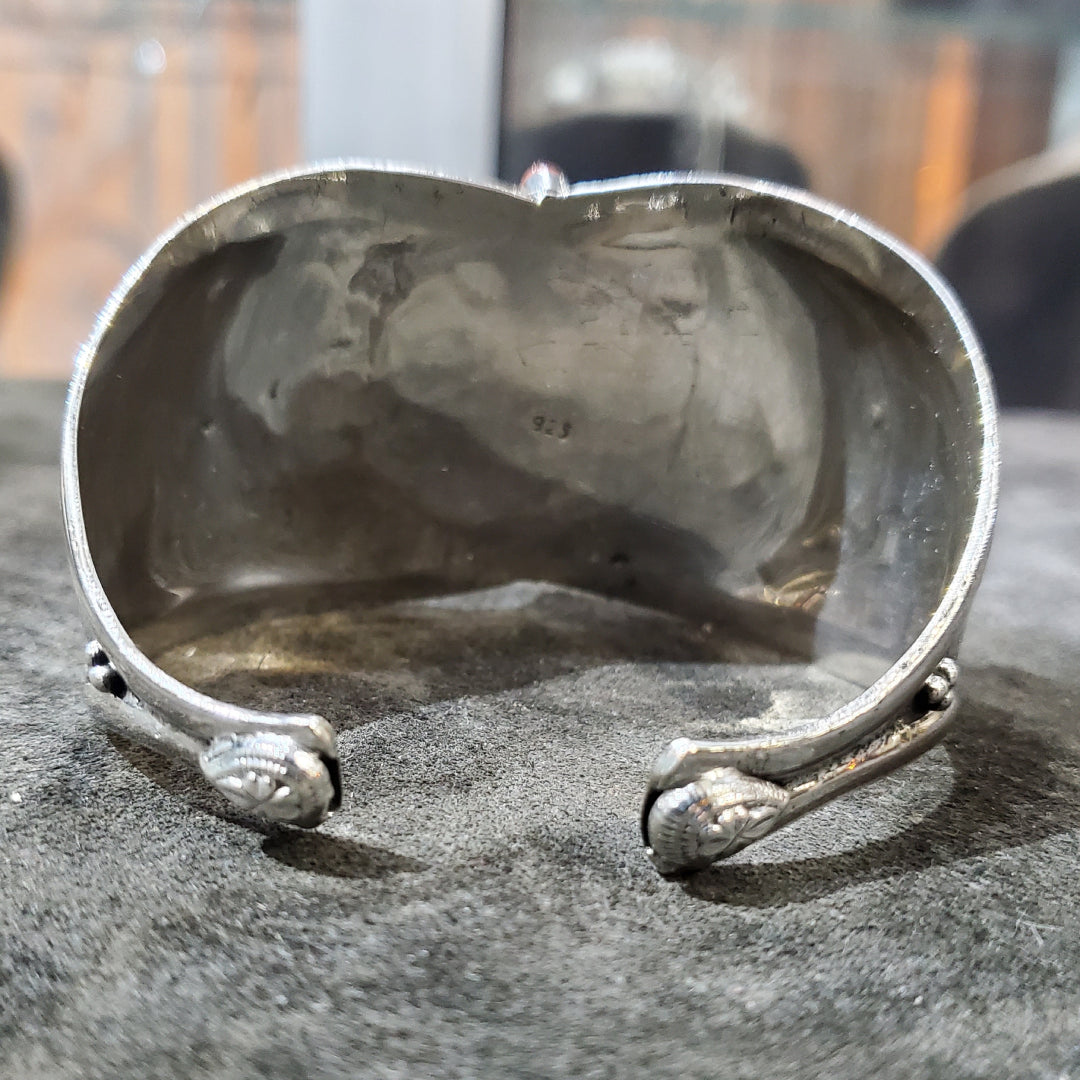 Bracelet jonc en argent 925 avec Turquoise et corail