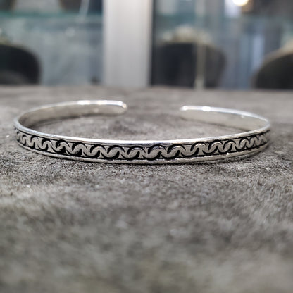 Jonc Amazigh en argent 925 fine avec profil arcades