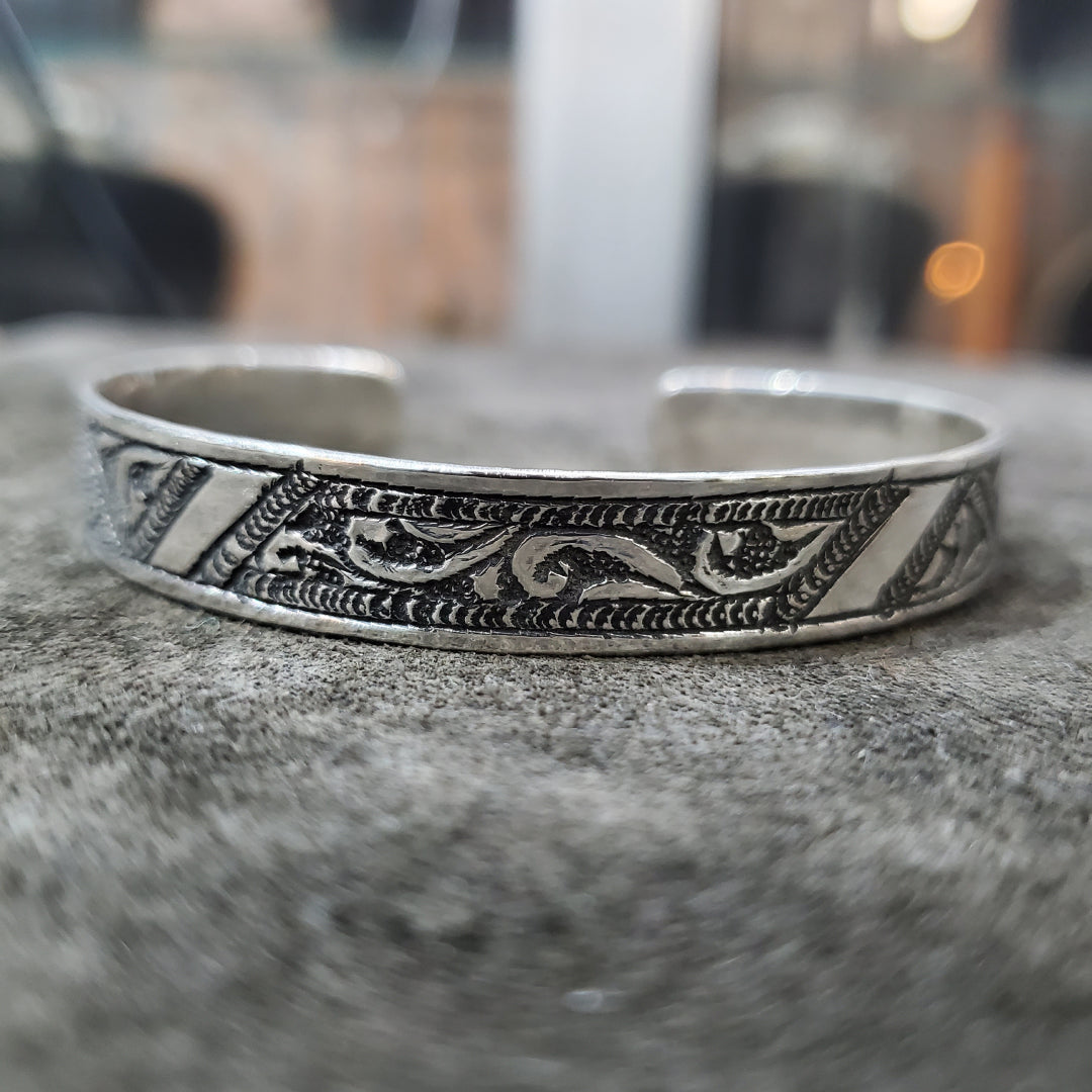 Bracelet Amazigh et Berbère en argent 925 profil feuilles d'arbre