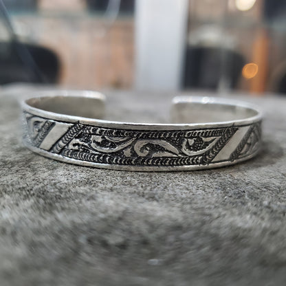 Bracelet Amazigh et Berbère en argent 925 profil feuilles d'arbre