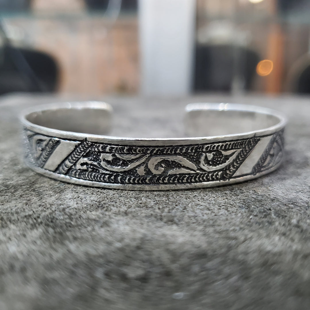 Bracelet Amazigh et Berbère en argent 925 profil feuilles d'arbre